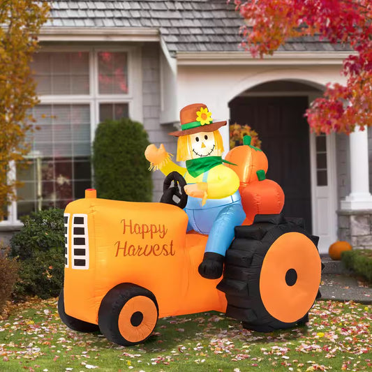 7 Ft. Fall Lighted Inflatable Tractor Decor