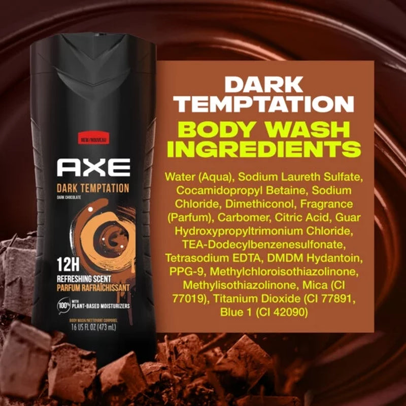 Dark Temptation Refreshing Long Lasting Men'S Body Wash, Dark Chocolate, 16 Fl Oz