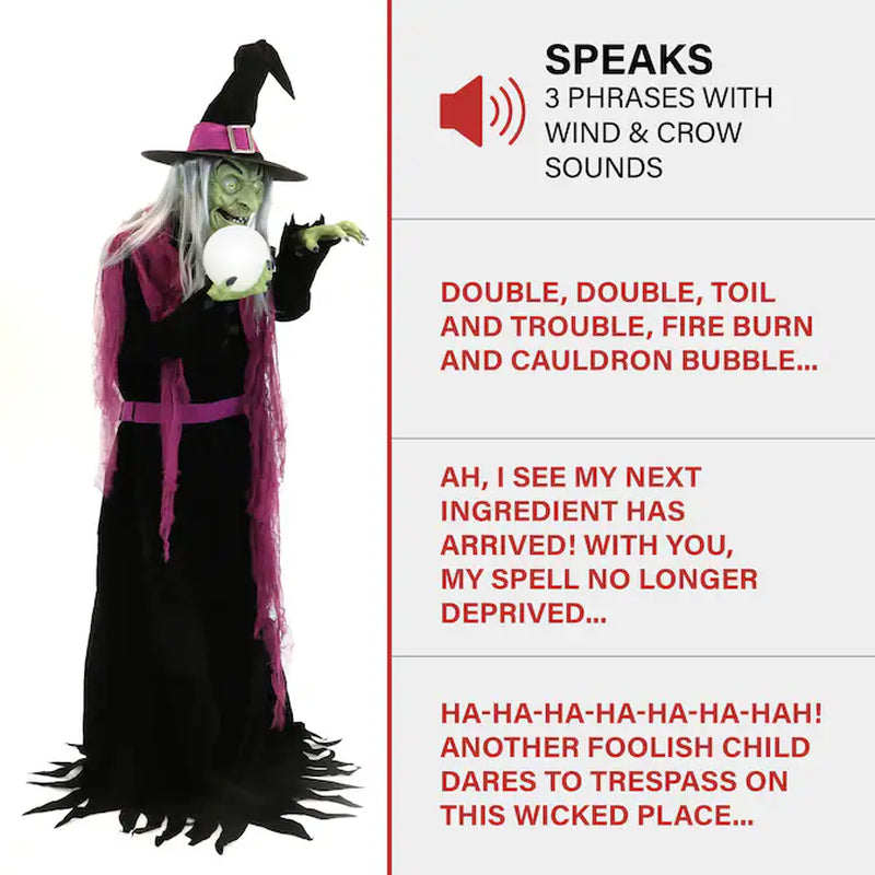 6-Ft Freestanding Talking Witch Animatronic