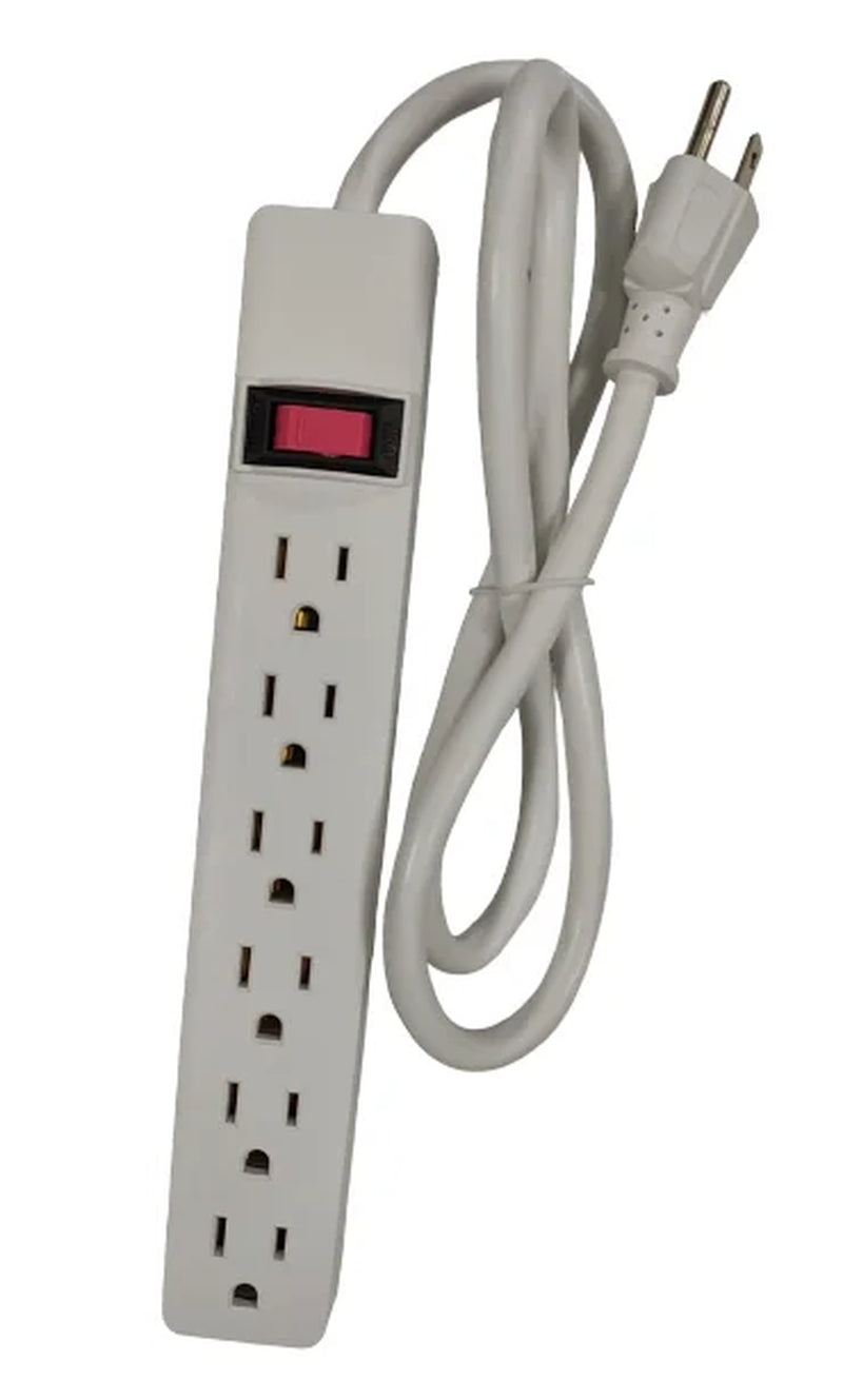 6-Outlet Power Stríp with 2.5-Foot Cord , White，15A，125V-60Hz