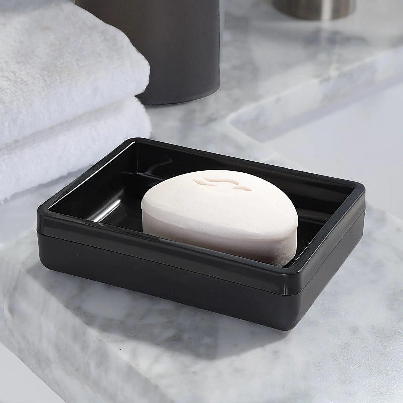 Frosted Black Plastic Soap Dish