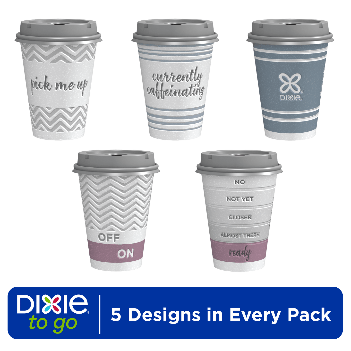 to Go Disposable Paper Cups with Lids, 12 Oz, 20 Count, Multicolor, Insulated, Non-Slip Grip