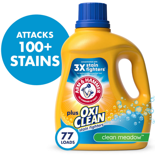 Plus Oxiclean Clean Meadow, 77 Loads Liquid Laundry Detergent, 100.5 Fl Oz