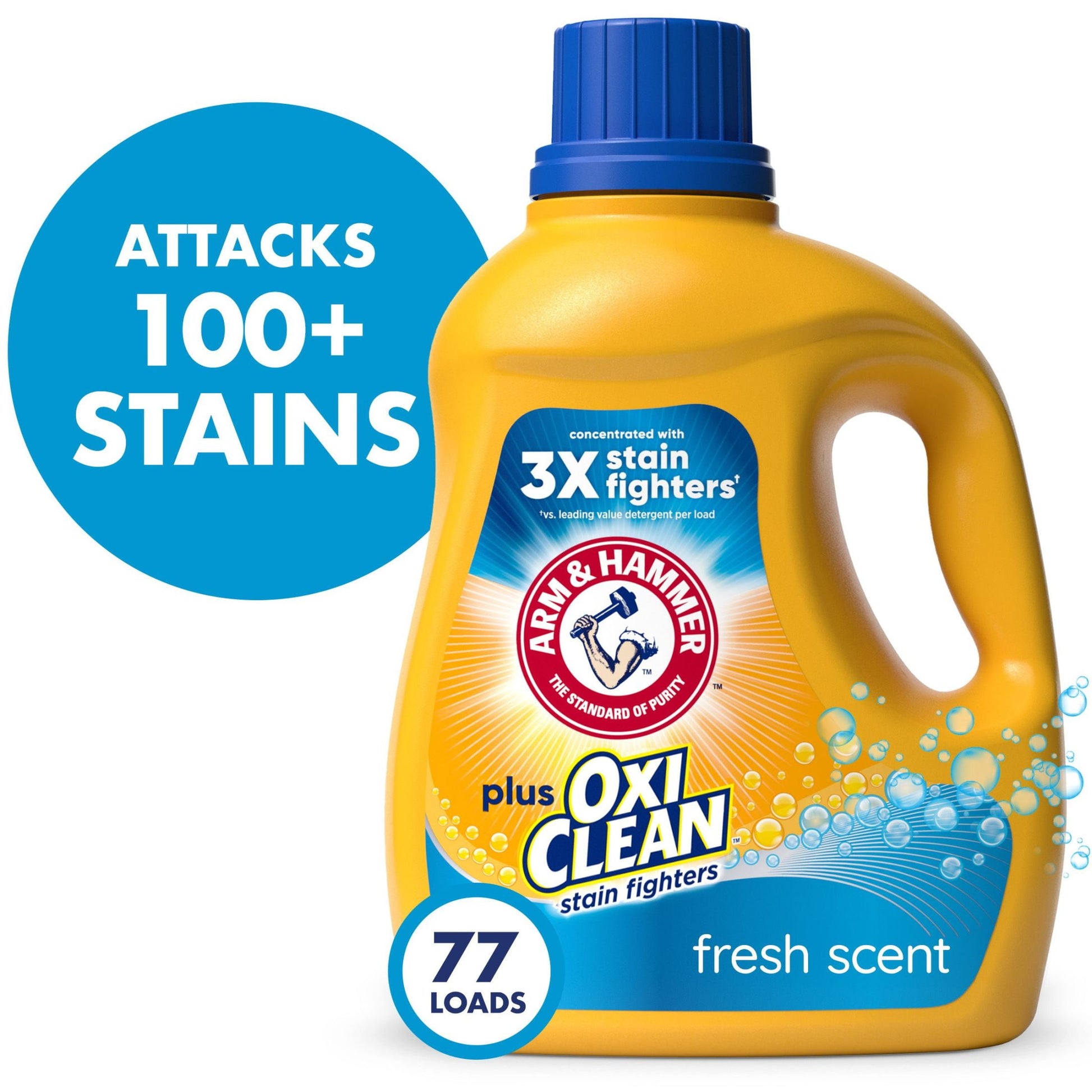 Plus Oxiclean Stain Fighters Liquid Laundry Detergent, Fresh Scent, 100.5 Fl Oz, 77 Loads