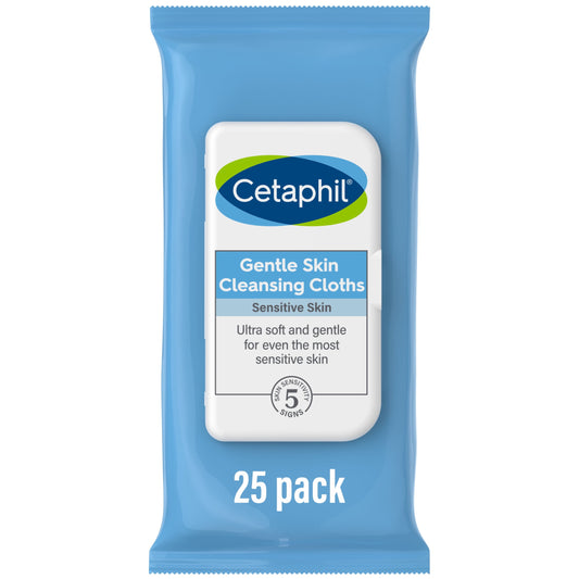 Gentle Skin Cleansing Cloths, 25 Ct, Fragrance Free Face and Body Wipes