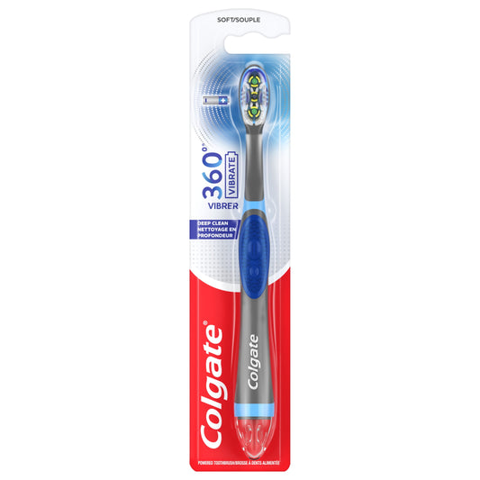 360 Vibrate Deep Clean Battery Operated Toothbrush, 1 AAA Battery Included