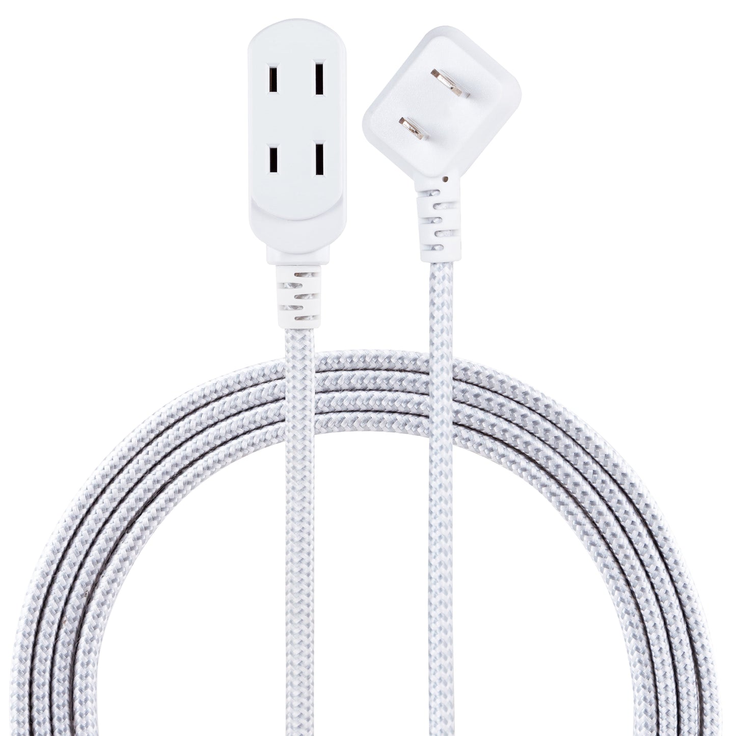 Designer Extension Cord, 3-Outlet, Gray, 8 Ft Braided Cord, 15A