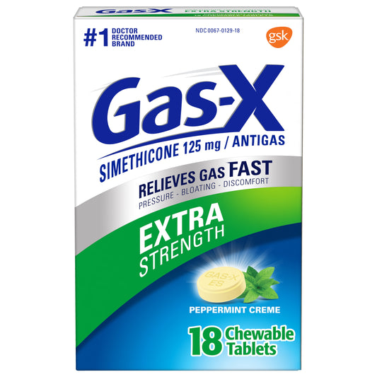 Extra Strength Gas Relief Chewable Tablets, Peppermint Creme, 18 Count