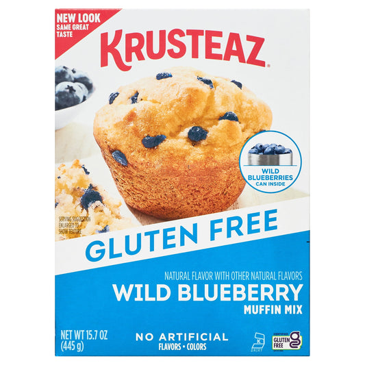 Gluten Free Blueberry Muffin Mix, Includes Can of Blueberries, 15.7 Oz Box