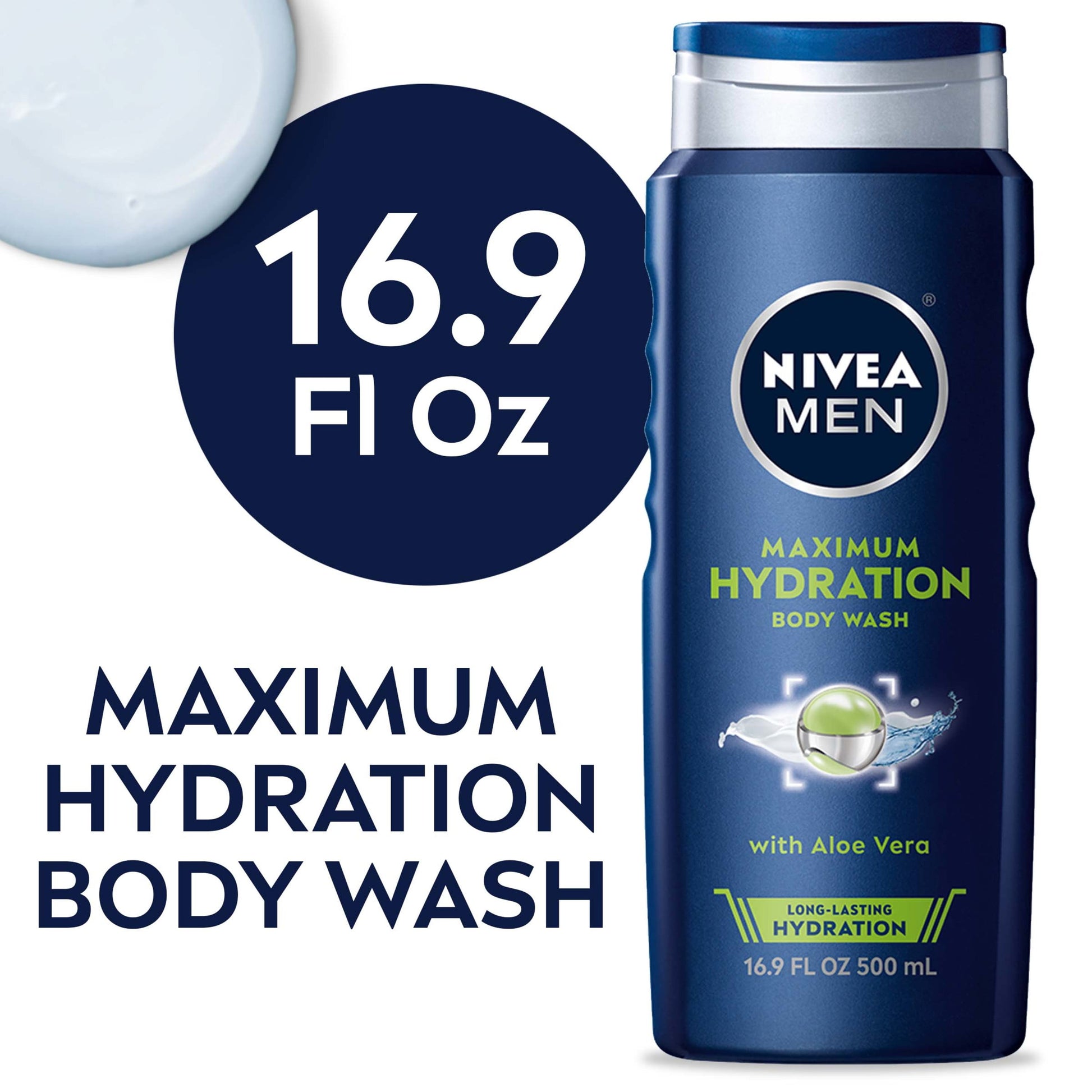 Men Maximum Hydration Body Wash with Aloe Vera, 16.9 Fl Oz Bottle