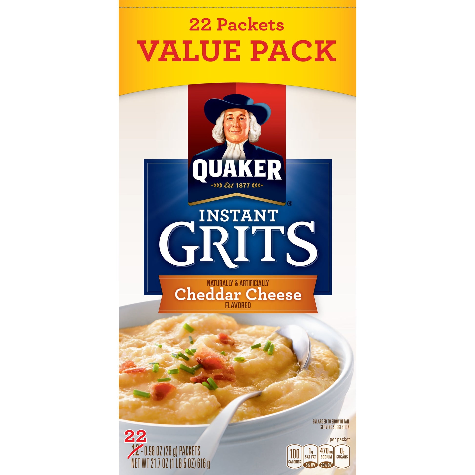 , Instant Grits, Cheddar Cheese, 0.99 Oz, 22 Packets