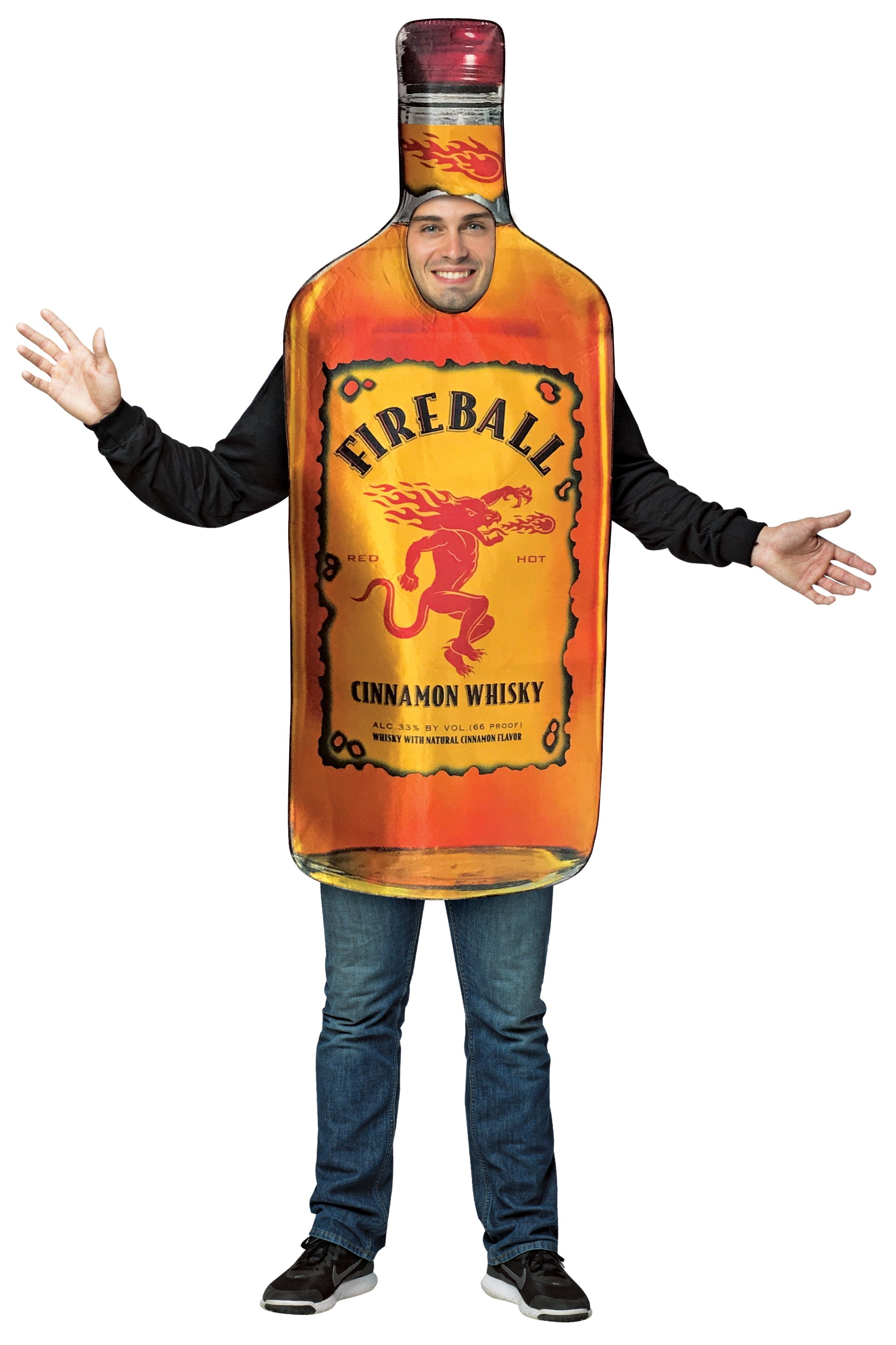 Fireball Bottle Halloween Costume Men's and Women's Adult One Size, Orange