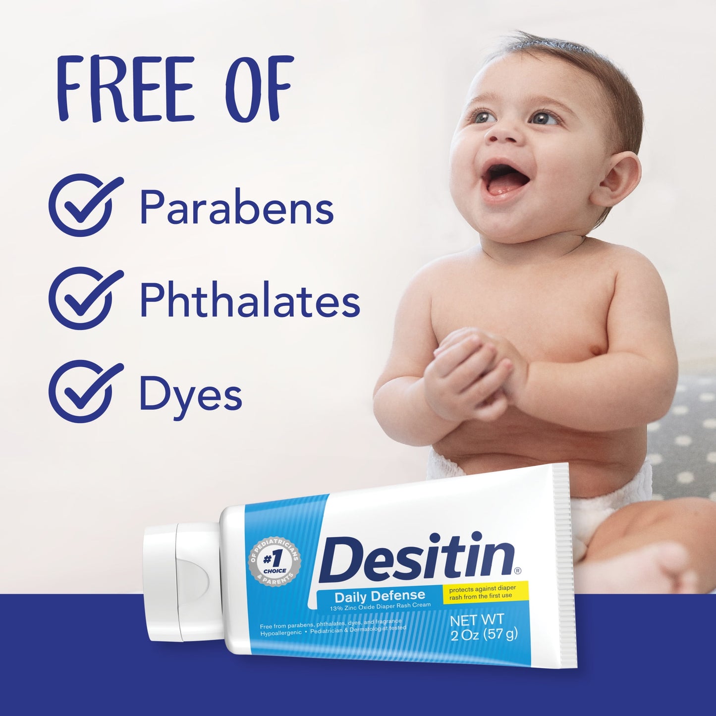 Daily Defense Baby Diaper Rash Cream, Butt Paste with 13% Zinc Oxide, 4 Oz