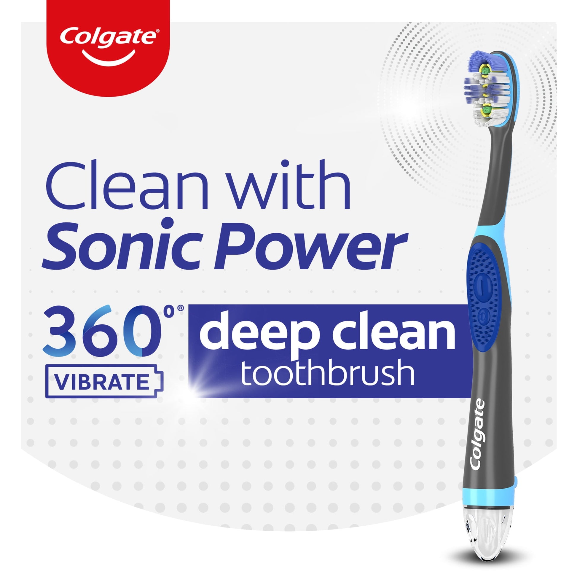 360 Vibrate Deep Clean Battery Operated Toothbrush, 1 AAA Battery Included