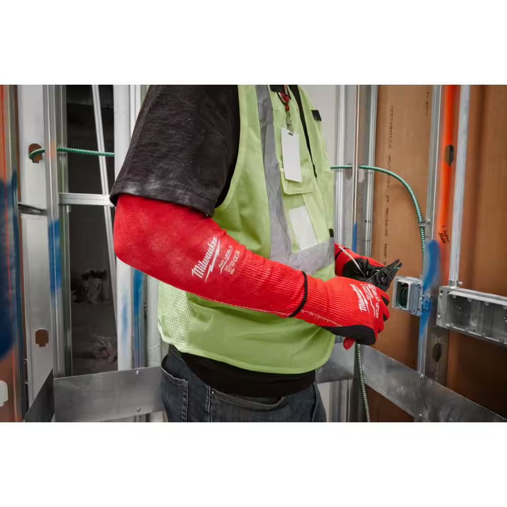 16 In. Red 4-Way Stretch Cut 3 Resistant Protective Arm Sleeves