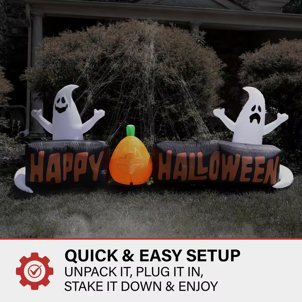 8 Ft. Wide Pre-Lit Inflatable Happy Halloween Sign