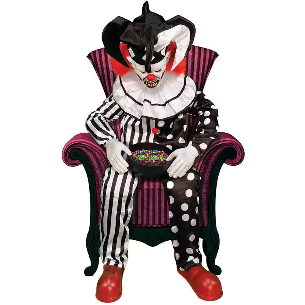 Hartley the Sitting Scare Clown by Tekky, Premium Talking Halloween Animatronic, Plug-In or Battery