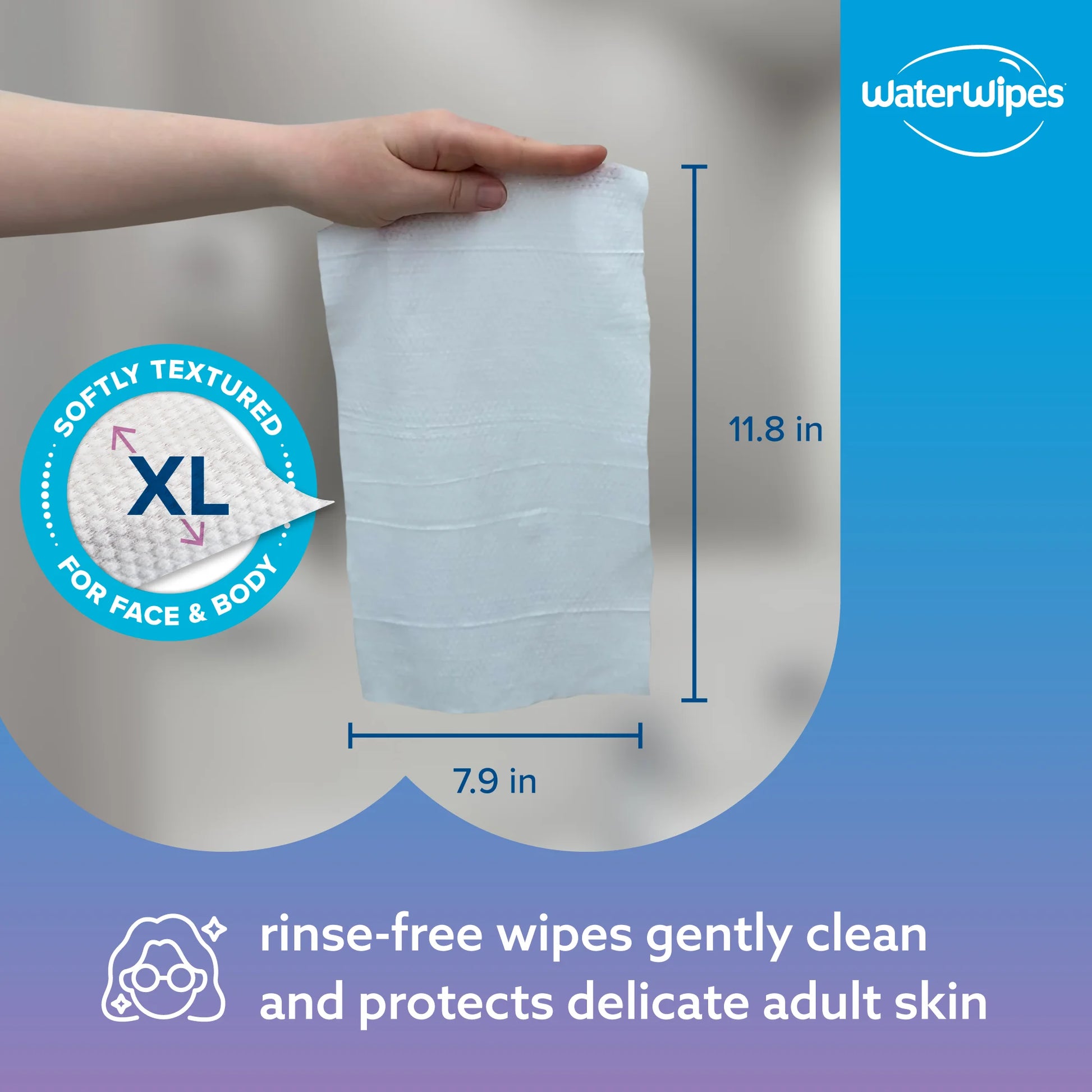 Adult Care Sensitive Wipes, 99.9% Water Based Wipes, 3 Resealable Packs (90 Wipes)