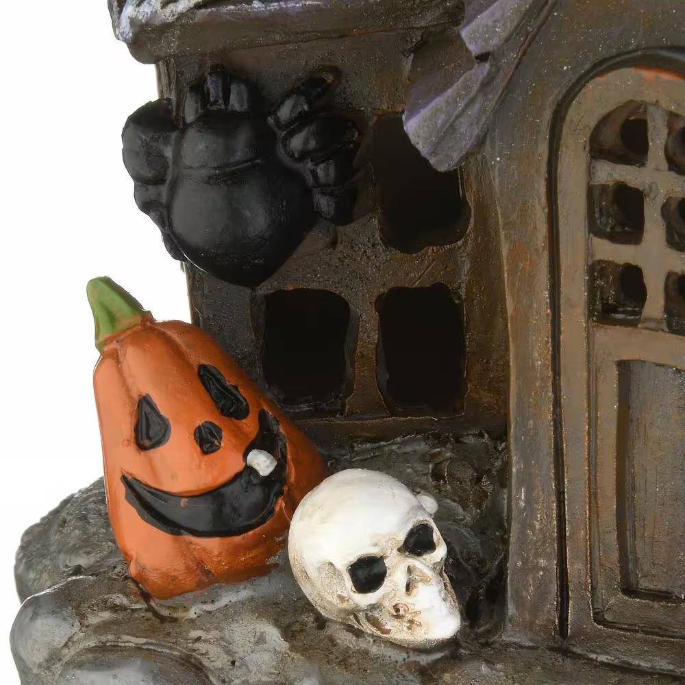 6 In. Black Haunted House with LED Light