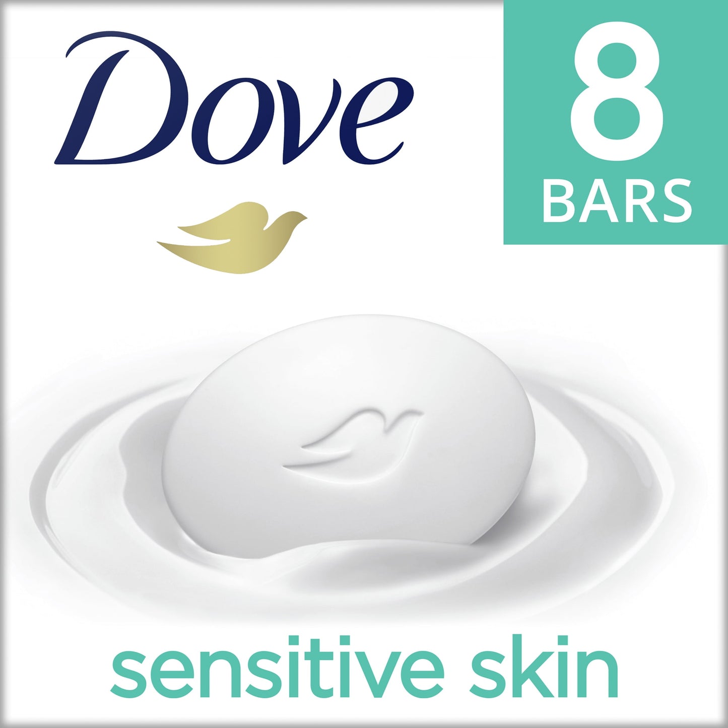 Sensitive Skin Gentle Beauty Bar Soap, Unscented, 3.75 Oz (8 Bars)