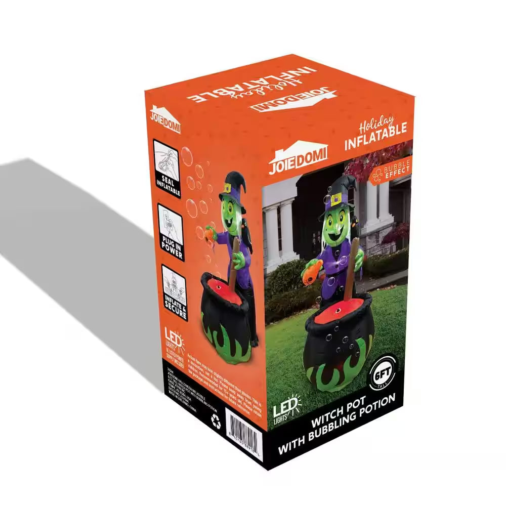 6 Ft. Multi-Color Halloween Inflatable Witch Made of Polyester