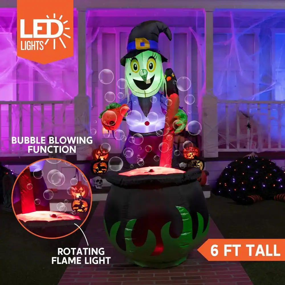 6 Ft. Multi-Color Halloween Inflatable Witch Made of Polyester