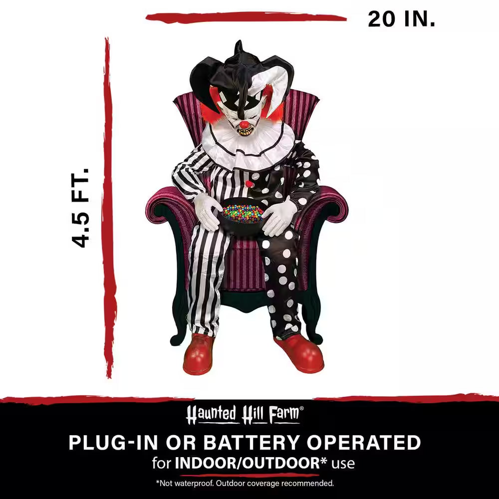 Hartley the Sitting Scare Clown by Tekky, Premium Talking Halloween Animatronic, Plug-In or Battery