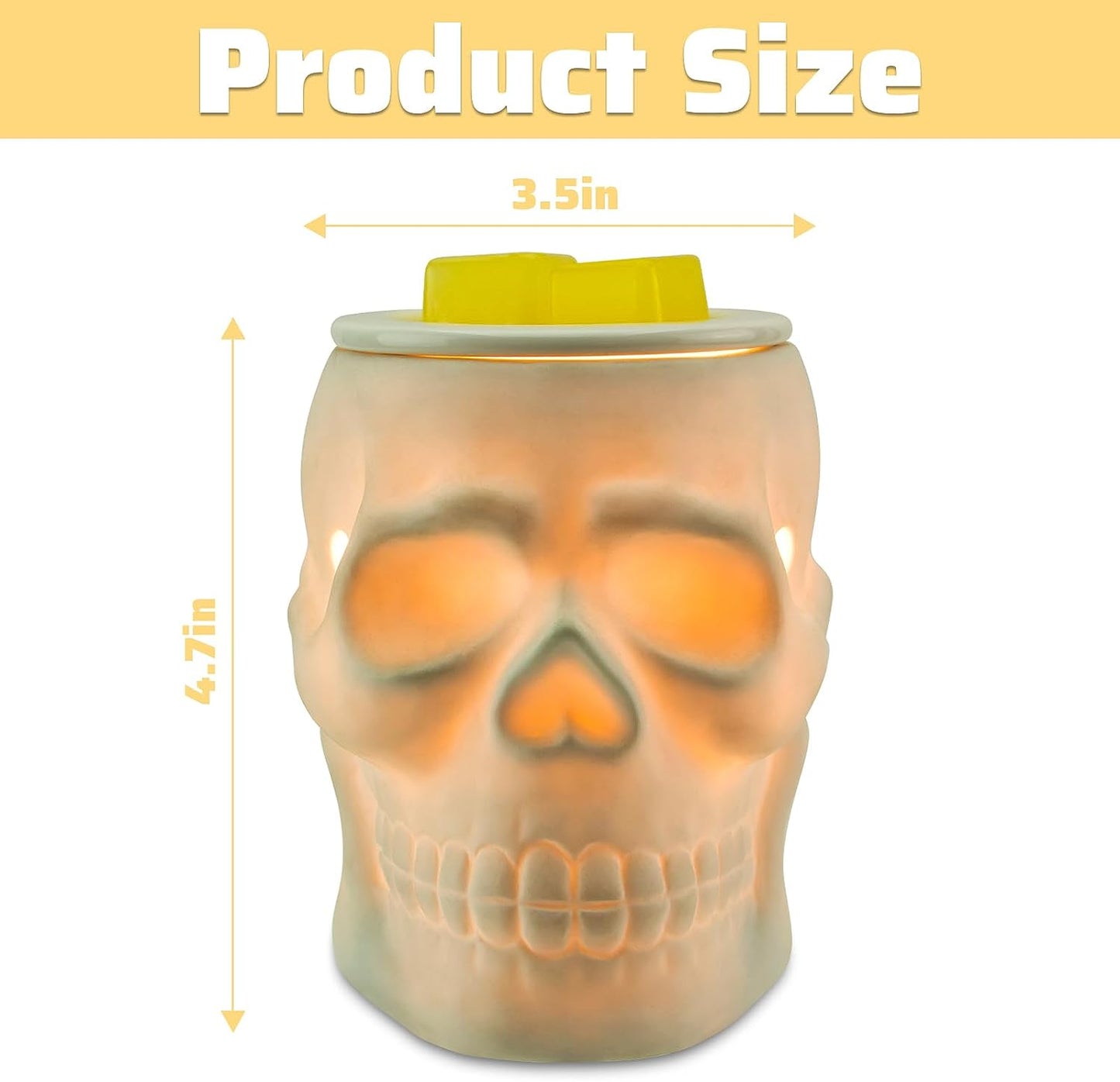 Halloween Wax Melt Warmer, Ceramic Skull Scentsy Wax Warmer for Scented Wax Melts, Electric Wax Melter Warmer for Candle & Fragrance Cubes