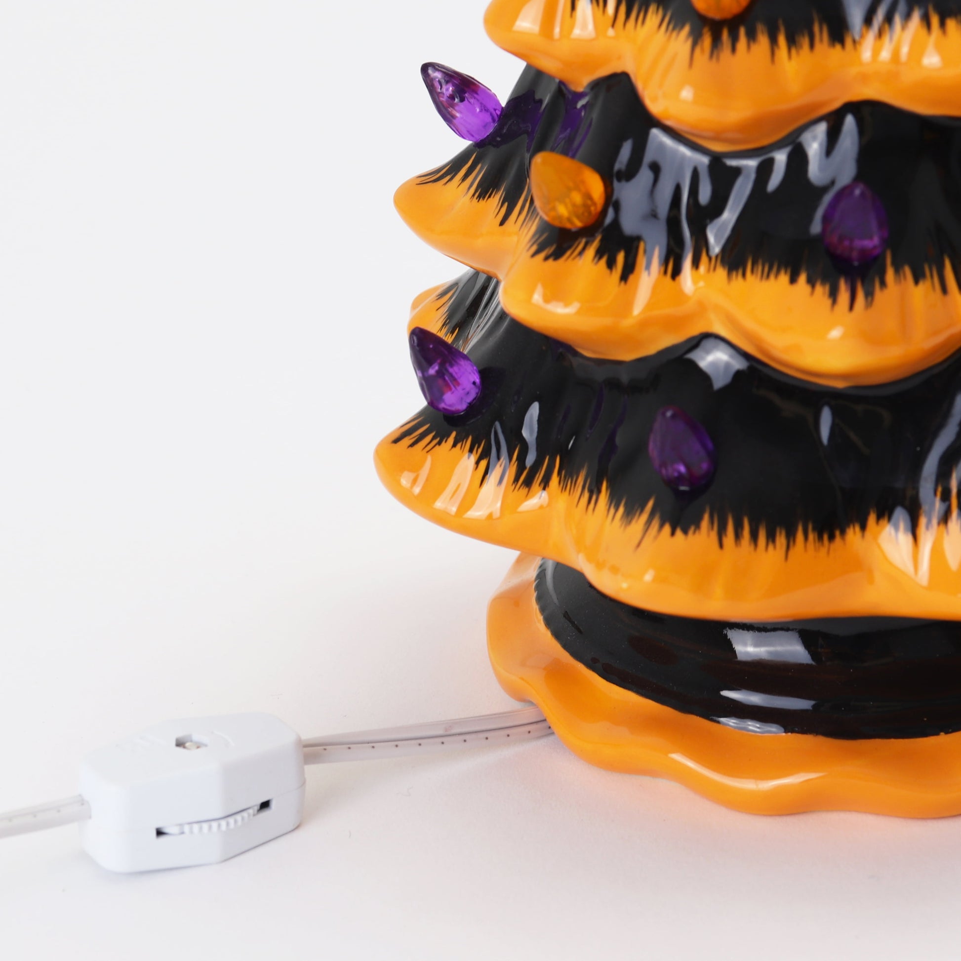 Halloween Ceramic Christmas Tree - Ceramic Halloween Tree - Orange Tree - Lighted Halloween Tree - Black Halloween Tree - Orange Christmas Tree for Indoor Halloween Decorations