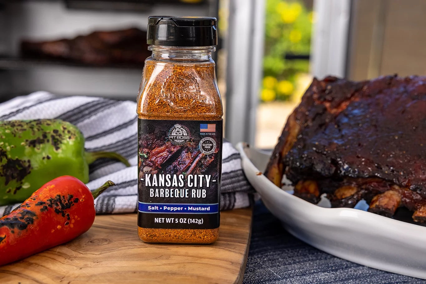 Kansas City Barbeque Dry Rub Mixed Seasoning with Salt & Pepper Mustard, 5 Oz