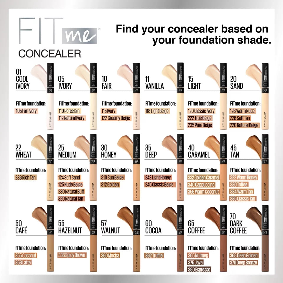 Fit Me Liquid Concealer Makeup, Natural Coverage, Oil-Free, Medium, 0.23 Fl. Oz.