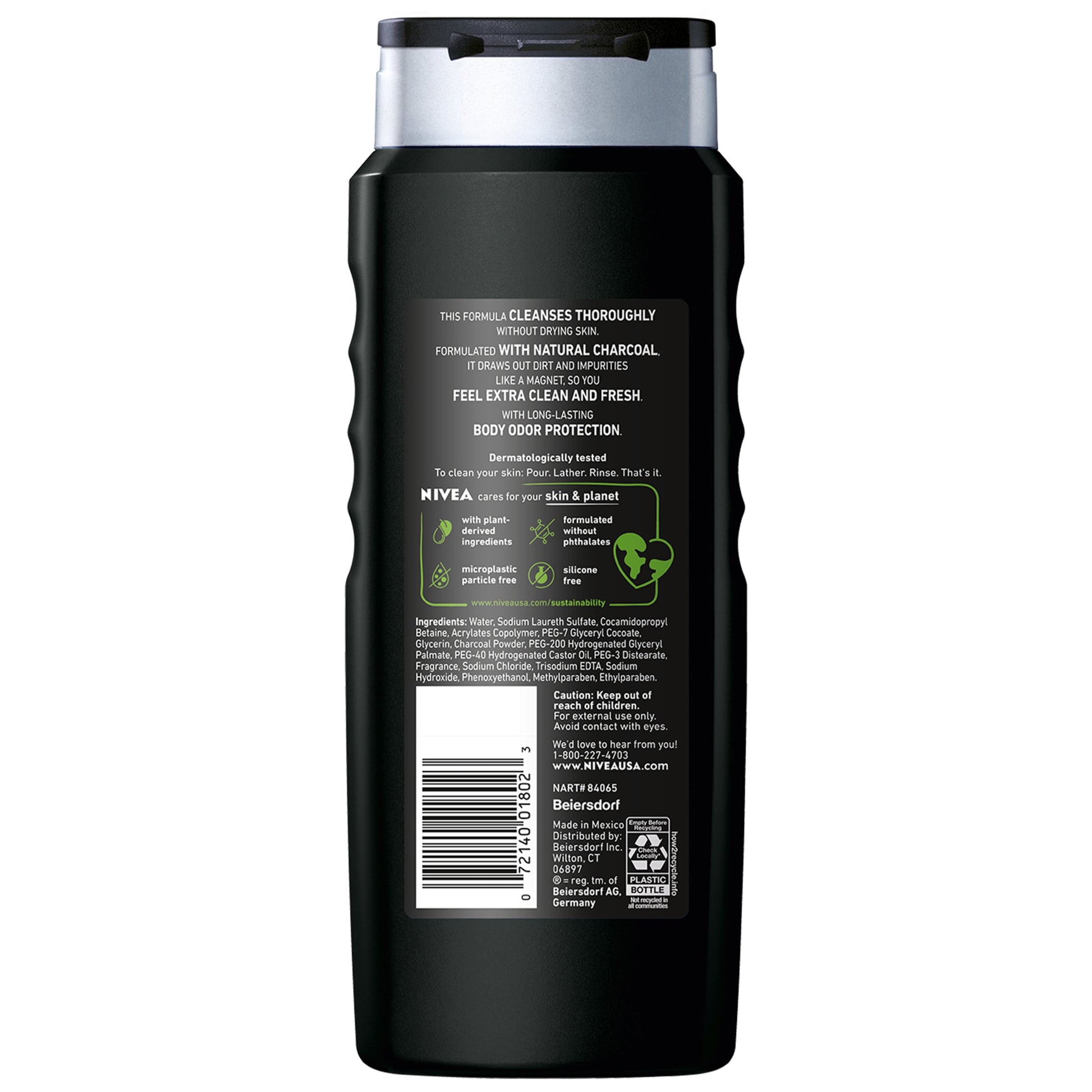 MEN DEEP Active Clean Charcoal Body Wash, 16.9 Fl Oz Bottle