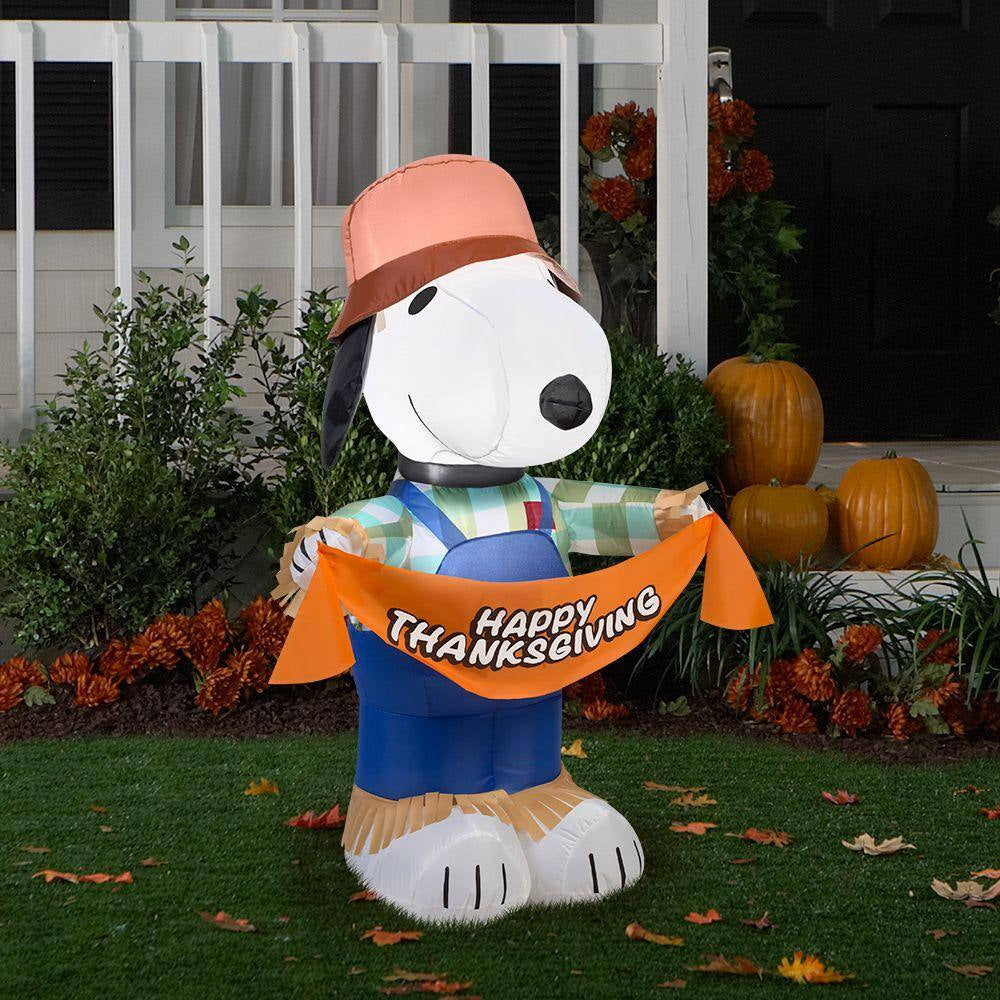 3.5 Ft. H Inflatable Snoopy as Scarecrow