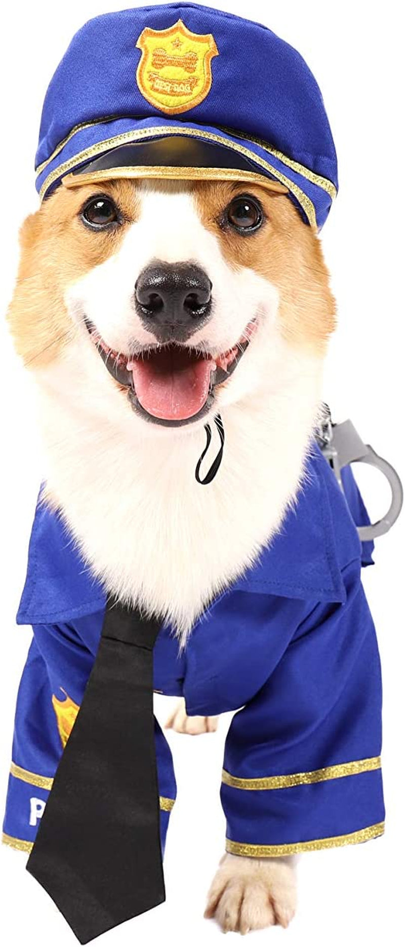 Halloween Dog Pet Police Costume Shirt with Belt, Handcuffs, Walkie Talkie for Halloween Dress-Up Party, Role Play, Carnival Cosplay, Holiday Decorations Clothes (Medium)