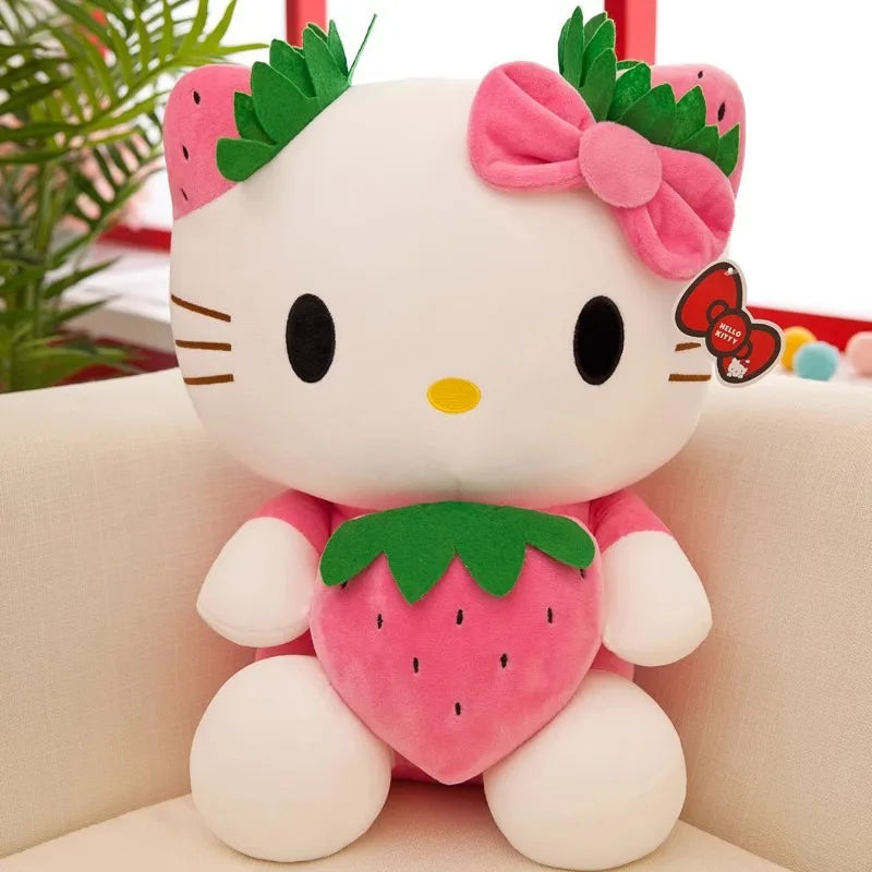 Sanrio Plush Toy Kawaii Hello Kitty Hold Strawberry Cartoon Doll Girl Room Decoration Sleeping Throw Pillow Child Birthday Gift