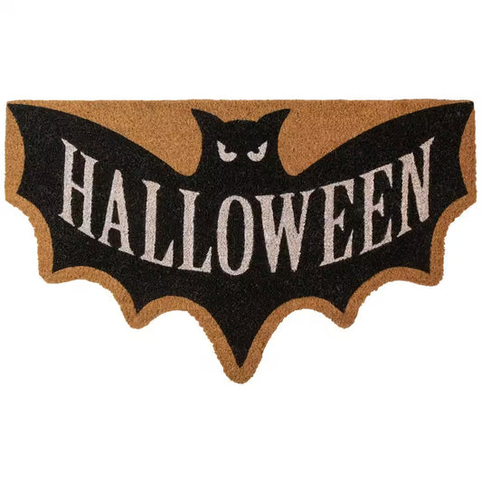 Brown Natural Coir Halloween Bat Shaped Doormat 18 In. X 30 In.