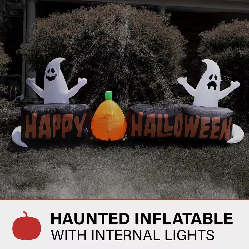 8 Ft. Wide Pre-Lit Inflatable Happy Halloween Sign