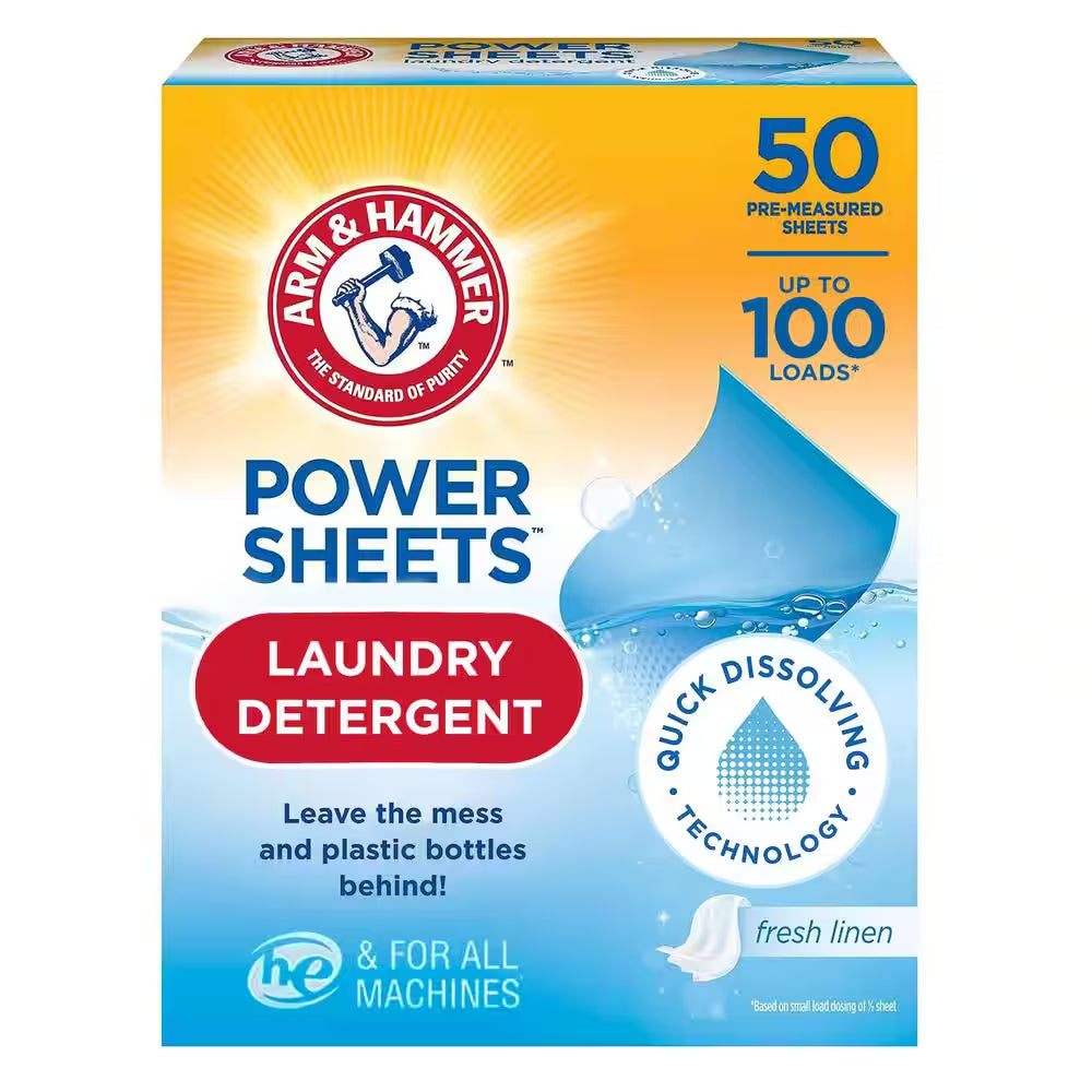 Fresh Linen, Power Laundry Detergent Sheets, 50-Count