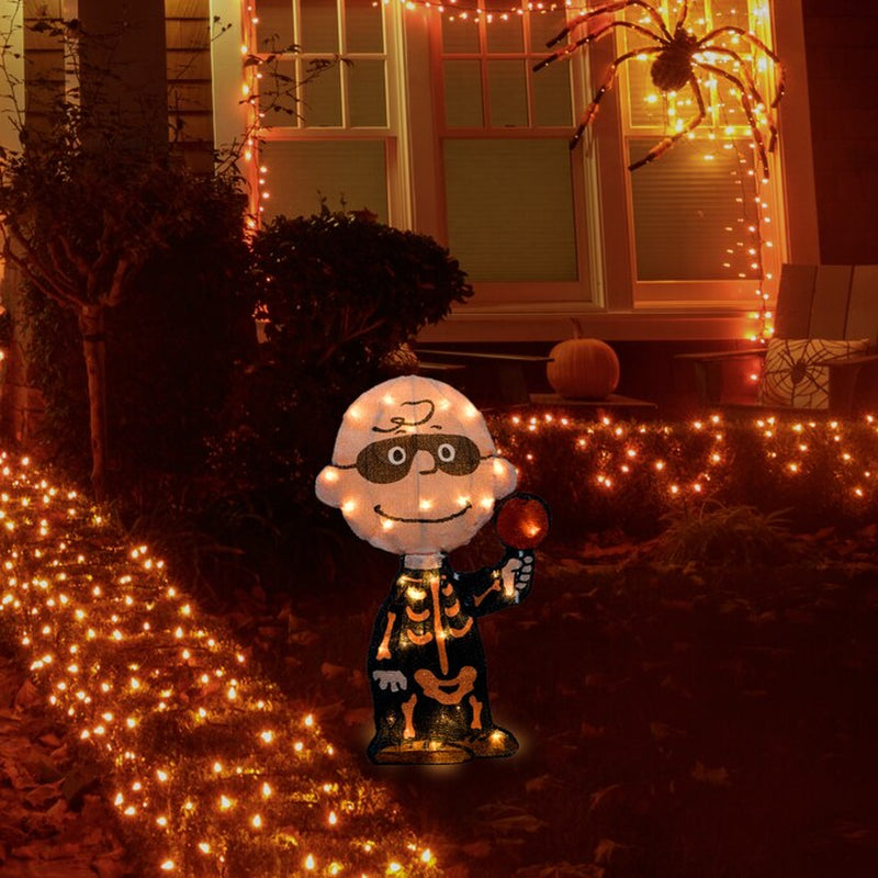 1.51-Ft Yard Stake Lighted Peanuts Worldwide Peanuts Charlie Brown Skeleton Yard Decoration