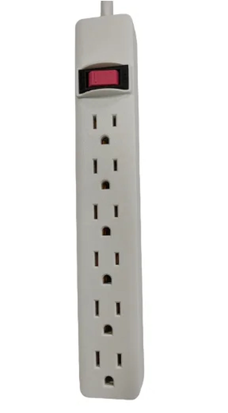 6-Outlet Power Stríp with 2.5-Foot Cord , White，15A，125V-60Hz