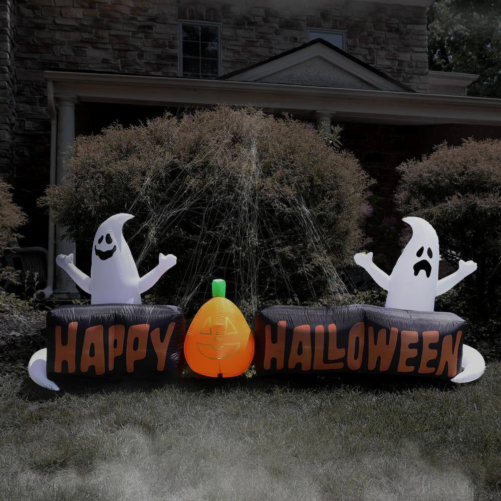 8 Ft. Wide Pre-Lit Inflatable Happy Halloween Sign