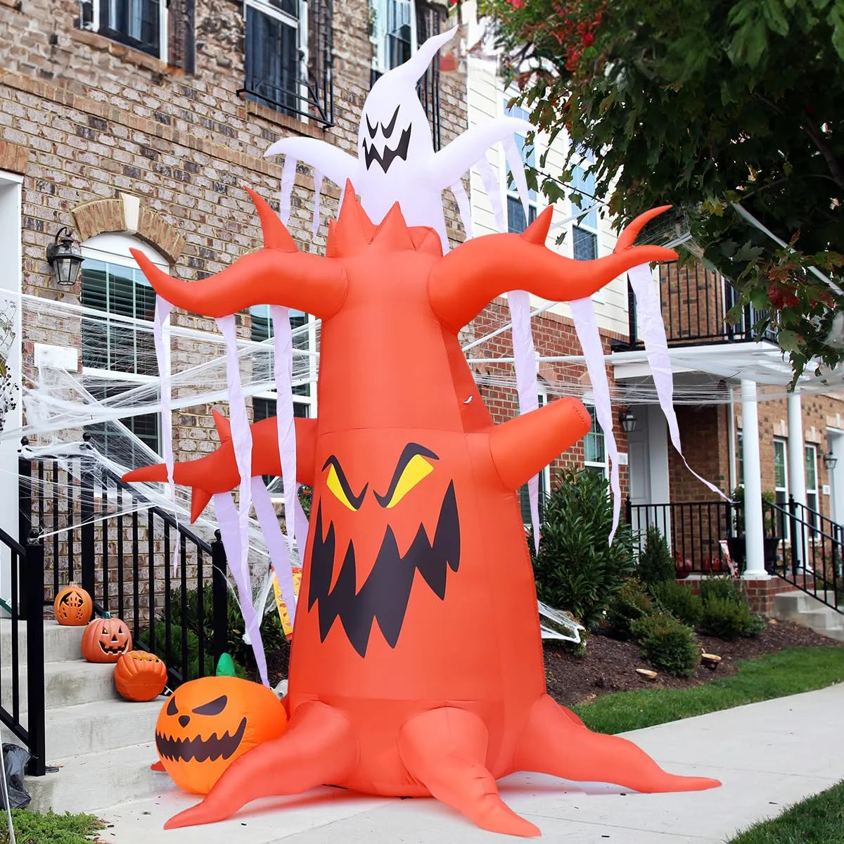 Halloween Inflatable 9.8 FT Halloween Tree Inflatable, Inflatable Halloween Tree Halloween Blow up Ghost Tree with Built-In Lights, Outdoor Halloween Decorations Clearance for Halloween/Holiday