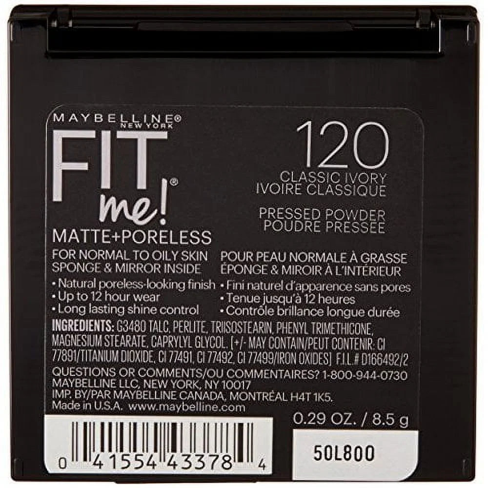 Fit Me Matte Poreless Pressed Face Powder Makeup, Classic Ivory, 0.29 Oz