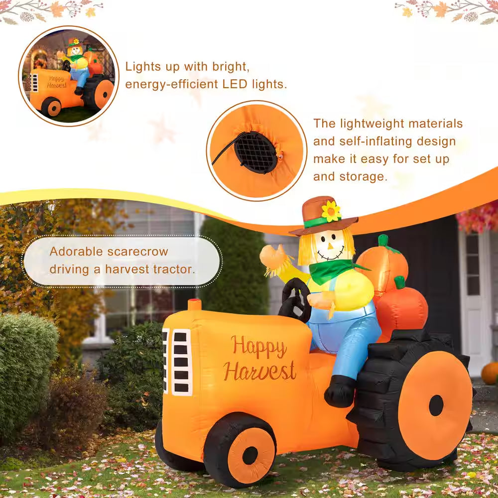 7 Ft. Fall Lighted Inflatable Tractor Decor