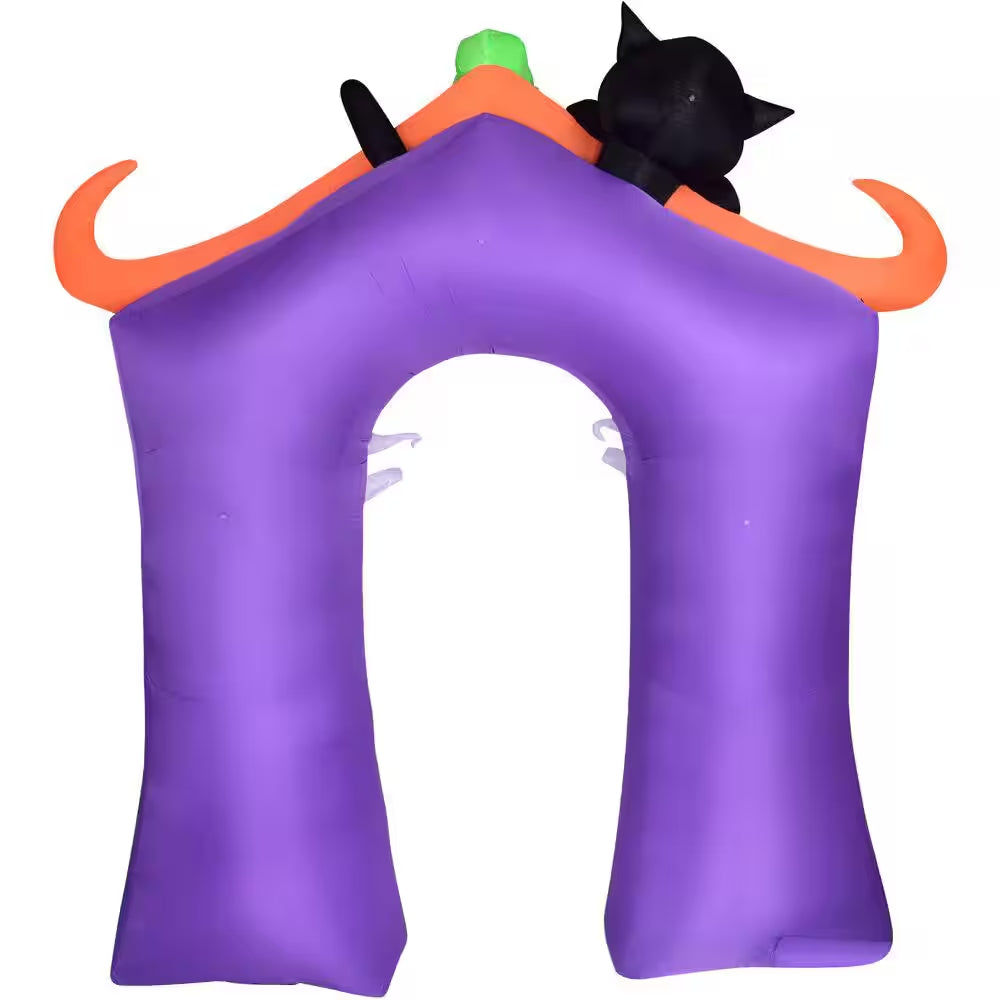 9 Ft. Inflatable Pre-Lit Trick or Treat Walkway Arch with Black Cat, Jack-O-Lantern and Ghost