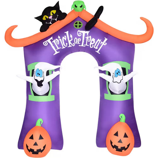 9 Ft. Inflatable Pre-Lit Trick or Treat Walkway Arch with Black Cat, Jack-O-Lantern and Ghost