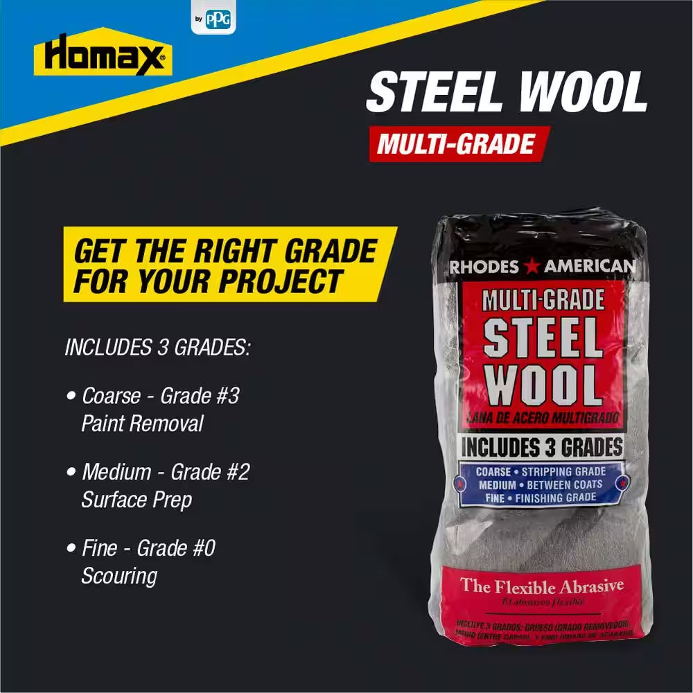 Assorted 12 Pad Grit Steel Wool