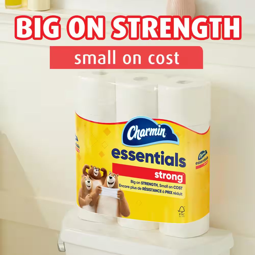 Essentials Strong Toilet Paper Rolls (12 Mega Rolls)