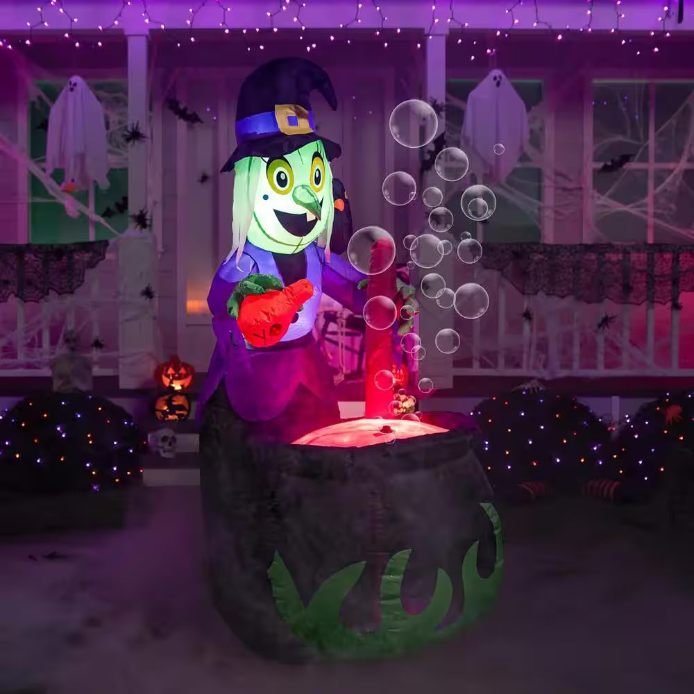 6 Ft. Multi-Color Halloween Inflatable Witch Made of Polyester