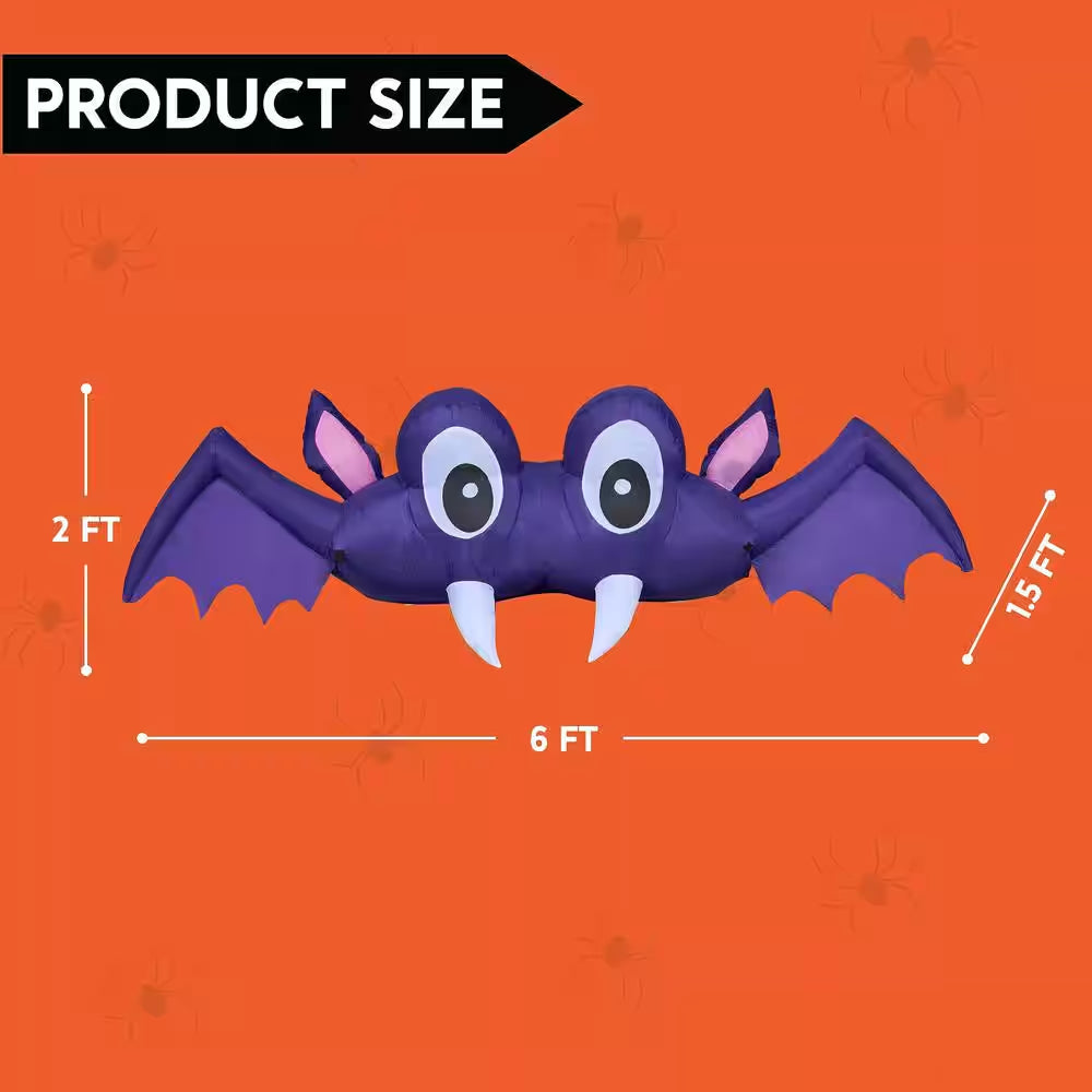 Purple Halloween Inflatable Bat Car Trunk Decor Made of Polyester